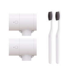 클린디 T-DRYER 칫솔살균 건조기 2p + 친환경 칫솔 2p세트 CL-401, 화이트