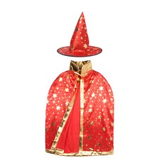 PARTYHAE 兒童星星圖案斗篷 + 帽子, 紅色, 1套