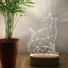 Yeopdongnemol 貓咪LED小夜燈 L號+亮度開關器, 混色