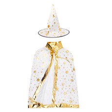 PARTYHAE 兒童星星圖案斗篷 + 帽子, 白色, 1套