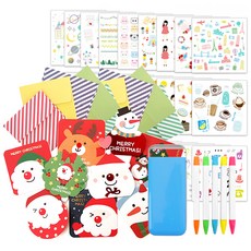 2Youngdesign 聖誕賀卡 9 種 + 袖珍熒光筆隨機發送 5 種 + Instic 貼紙套組 28 種, 混色, 1套