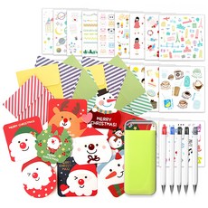 2Youngdesign 聖誕賀卡 9 種 + 袖珍書寫工具隨機發送 5 種 + Inspiron 貼紙套組 28 種, 混色, 1套