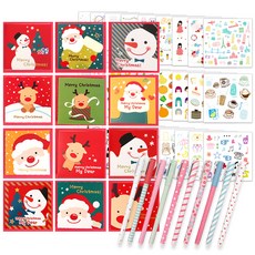 2Youngdesign 聖誕賀卡12款+月亮月亮彩色中性筆10款+Inspiron靈越貼紙28款套組, 混色, 1套