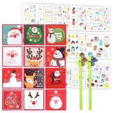 2Youngdesign X mas 卡片 12 種 + 考拉中性筆隨機交付 2p + Instic 貼紙套組 28 種, 混色, 1套