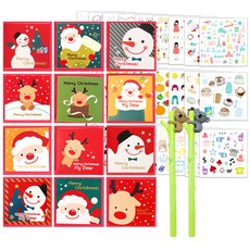 2Youngdesign 聖誕賀卡12種+考拉中性筆隨機送2p+Instic貼紙組28種, 混色, 1套