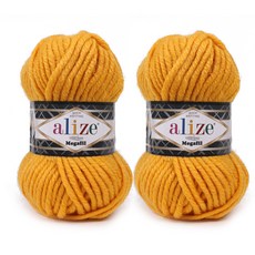 alize Megafil系列編織毛線, 488芥末黃, 2入