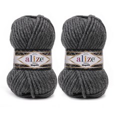 alize Megafil系列編織毛線, 182灰色, 2入