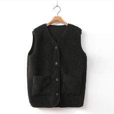 TEETAK 女款絨毛排扣口袋背心