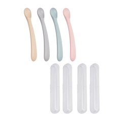 폴레드 폴쿵 실리콘 이유식 스푼 4종 + 케이스 4p 세트, 옐로우, 그레이, 민트, 핑크, 1세트