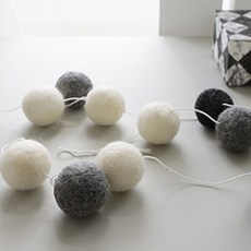 COZY COTTON Bong Bong 毛氈球花環, 灰色