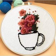 刺繡DIY組 15cm, 1套, 花玻璃 (n10)