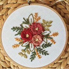刺繡DIY組 15cm, 1套, 舒適玫瑰 (n40)
