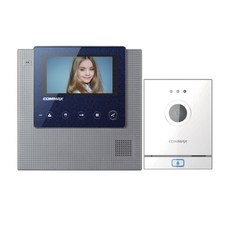 COMMAX 康邁世 對講視訊電話 藍色 CAV-43U+豪華嵌入式監聽門鈴 DRC-4M 白色, 可視電話 (CAV-43U)、監控門鈴 (DRC-4M)