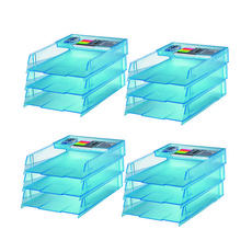 SYSmAX 桌上型文件架 3.5層, 4個, 藍色