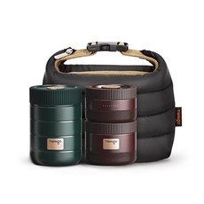 TWINgo 圓形便當盒+環扣便當袋, 混色, 1套