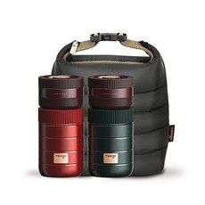 TWINgo 波爾多雙1560保溫竹盒午餐套組, 混色, 1套