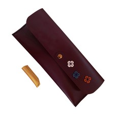 Debottega 花卉刺繡皮革筆袋+鉛筆帽隨機出貨, 紫色, 1個