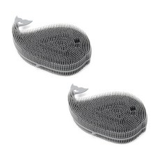 FLaITO 鯨魚造型矽膠洗碗刷 灰色, 1件, 2個