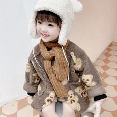 天使眼女童款小熊毛絨外套