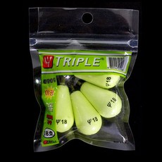 TRIPLE FISHING 水滴型夜光鉛錘 K-908, 1個