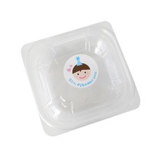 투명 미니 사각용기 + 뚜껑 + 고깔보이 스티커, 100세트