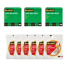 쓰리엠 스카치 매직 테이프 리필 12mm x 20m 3p + 다용도 테이프 리필 550 6p 세트, 혼합색상, 1세트