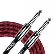 KIRLIN 彩色花呢電貝司吉他直電纜, 3m, 黑色 紅色