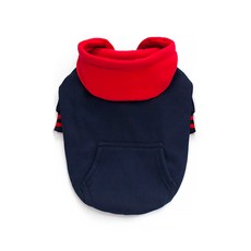 알럽펫 반려동물 투톤컬러 후드 버튼 점퍼, 네이비, 1개