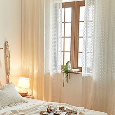 SHEZ HOME Rosa 針織蕾絲窗簾, 自然米色