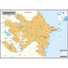 Map.Come 阿塞拜疆行政地圖塗層 110 x 78cm, 1個