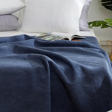豐基人造絲絎縫被兼床墊 固定帶, 深藍色