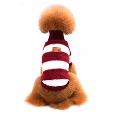 I Love Pet 寵物條紋羊毛毛衣, 酒紅色