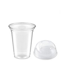 PLA 테이크아웃 아이스컵 92mm + 돔뚜껑 세트, 490ml, 1개입, 100개