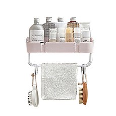 瀝水壁掛掛鉤置物架, 粉紅色, 1個