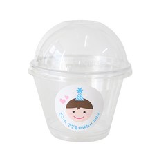 透明馬芬杯 小+圓頂蓋+尖頂男孩貼紙, 100套