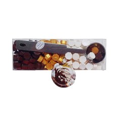 封蠟粒 巧克力系列 3種 125入 + 融蠟匙套組, 湯匙(單一顏色), 蠟(巧克力, 黃冷珠光, 白色)