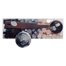 封蠟 黑白3種 125p + 融蠟匙套組, 融蠟匙(單一顏色), 蠟(黑色, 銀色珠光, 白色珠光)