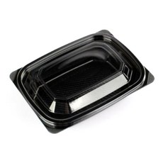 高級小菜沙拉容器 1號 201 黑色盒身 + 蓋子, 1組, 300套