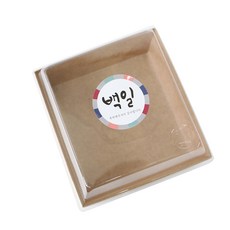 牛皮紙容器 方形+蓋子+百日貼紙 傳統, 100套