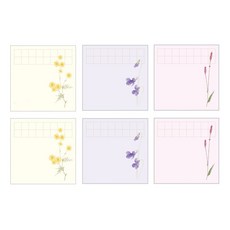 인도사이다 꽃길여담 메모지 3종 x 2p, 국화, 제비꽃, 개여뀌, 1세트