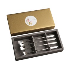 Inspoon 天使之心長茶匙 2p + 長叉 2p 每日禮物 A, 6套, 長茶匙+長叉+貼紙+禮品包裝