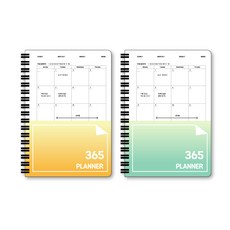 365 플래너 데일리 스케쥴러 2종 23-7081, 옐로우, 민트