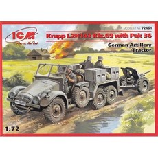 ICM ICM Krupp L2H143 Kfz 69 with Pak 36德國火砲牽引車塑膠模型 1:72 72461, 1個