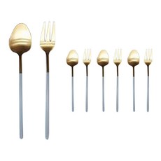 Ceramica金色灰色茶叉 4入+茶匙 4入, 1套, 茶叉，茶匙