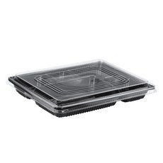 大成 便當盒 2號 PS 5格 黑色盒身 + 盒蓋組, 200套, 1個