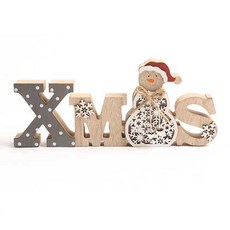 PARTYHAE LED聖誕木質立式裝飾, 雪人, 1個