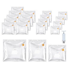 保鮮真空收納袋小5入+中5入+大10入+壓縮泵套組, 1套