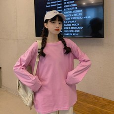 女士日常寬鬆版型長袖 T恤紫色 UNC-20-2