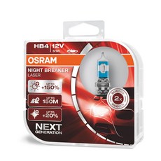 OSRAM 歐司朗 NIGHT BREAKER LASER 鹵素頭燈 +150% HB4, 2個, 混合色, 9006