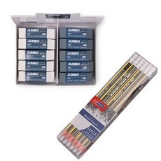 HWARANG 專業橡皮擦 30入+三角橡皮鉛筆 SG-204 12入, 黃色（鉛筆）, 1套